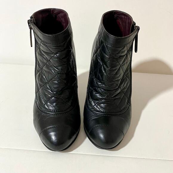 Chanel Black Mix Quilted Leather Ankle Boots Reissue Round Toe Chunky Heel 35.5 - Picture 3 of 9